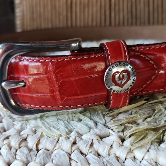 Vintage Brighton leather and fabric heart & B belt, size 30 - Picture 1 of 12